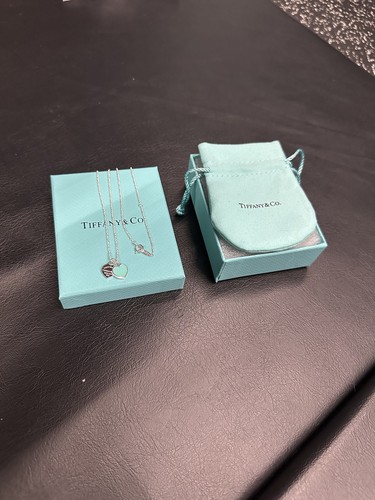 Tiffany blue double heart tag - double,